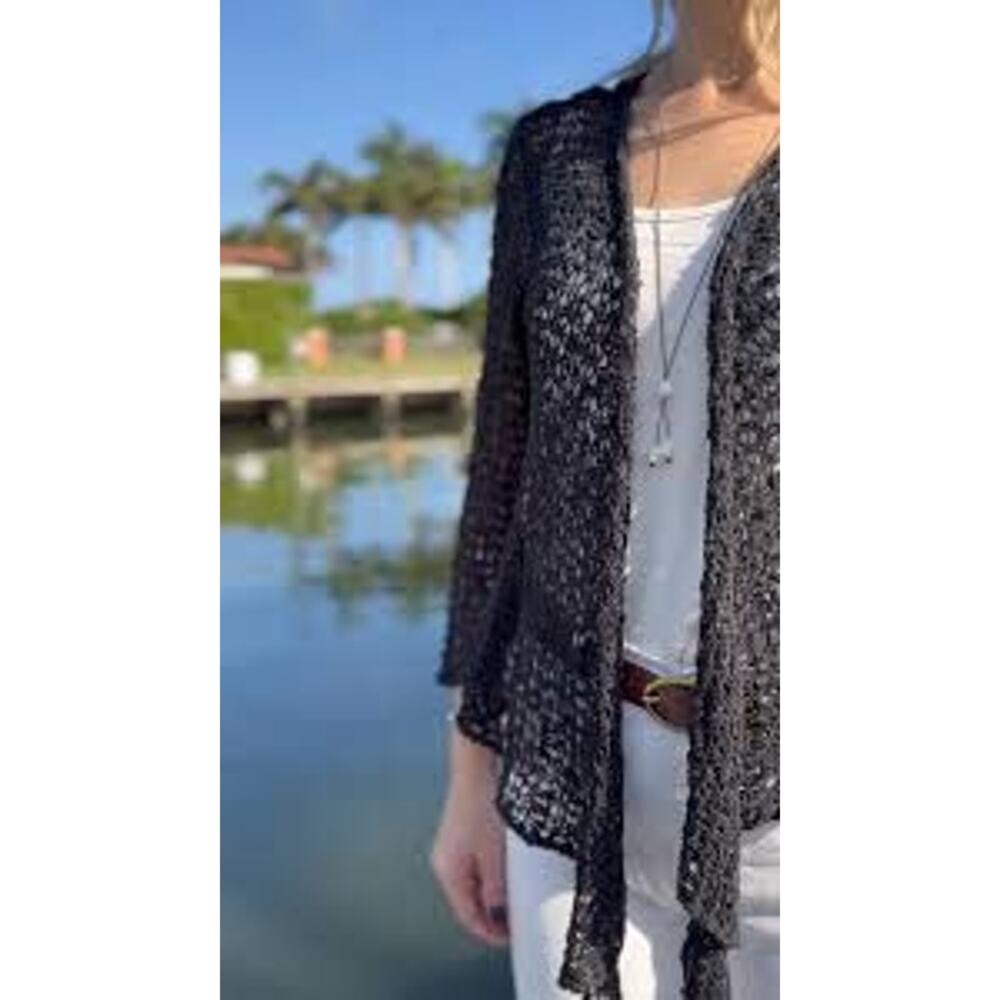 Soft Surroundings Loose Knit Waterfall Open Draped Front Cardigan